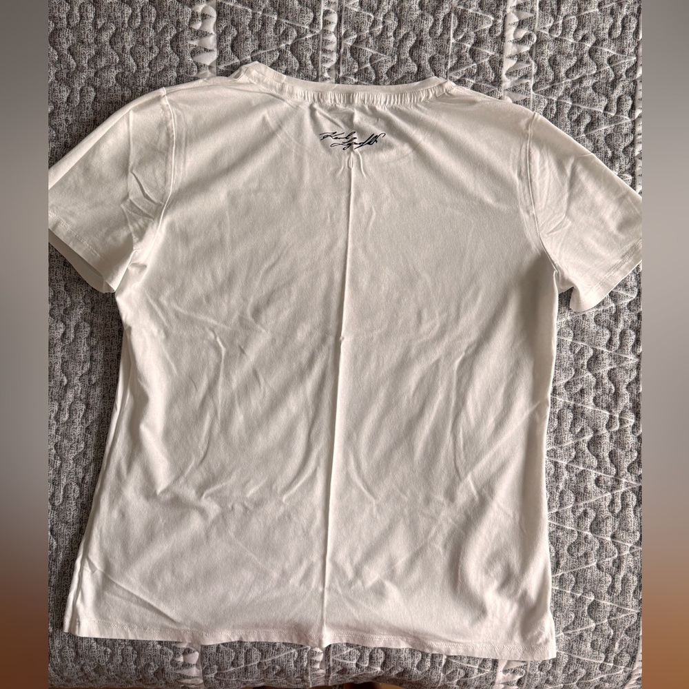 Karl Lagerfeld White Graphic Tee with Iconic Design - Picture 2 of 3